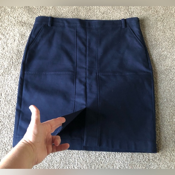 Anne Klein Skirt sz 12 Workwear Career Pencil Straight Pockets Navy Classic - Picture 2 of 13
